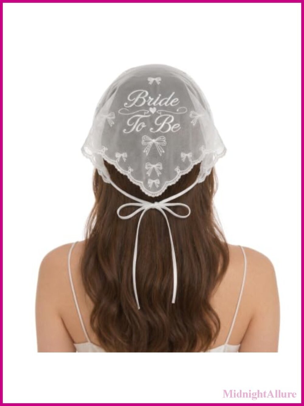 Bride to Be Lace Headscarf White Tulle Embroidered Bridal Hair Scarf
